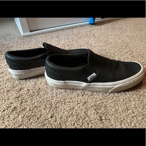 Black slip on leather vans